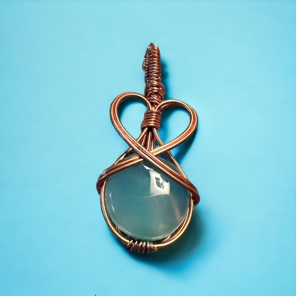 OPALITE COPPER WIRE WRAPPED PENDANT - Picture 2 of 3